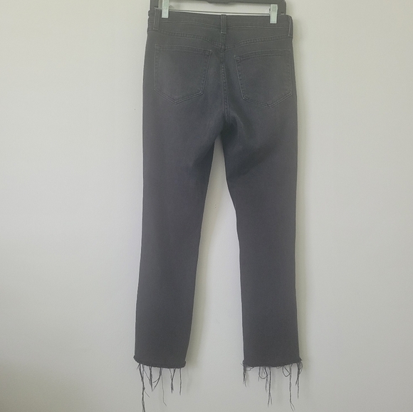 L'agence Audrina Straight Leg crop Jean in Vintage Black Worn Destruct Size 28 - Picture 10 of 16